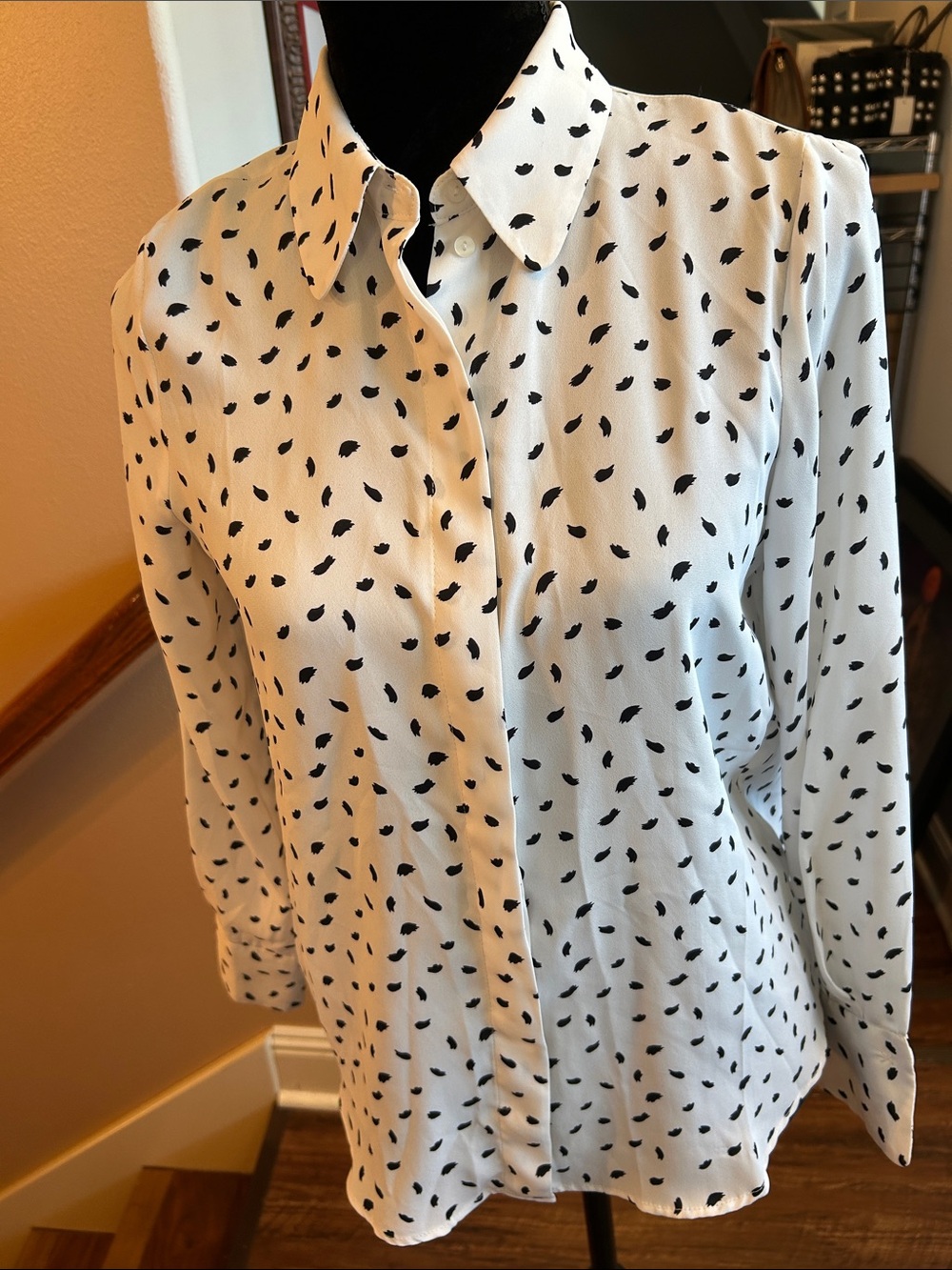 Mango White Blouse with Black Spot Print